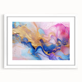 Abstract Fluid Canvas Art – Pink, Blue & Gold Modern Wall Print