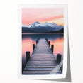 Minimalist Mountain Wall Art – Serene Lake and Pier Print