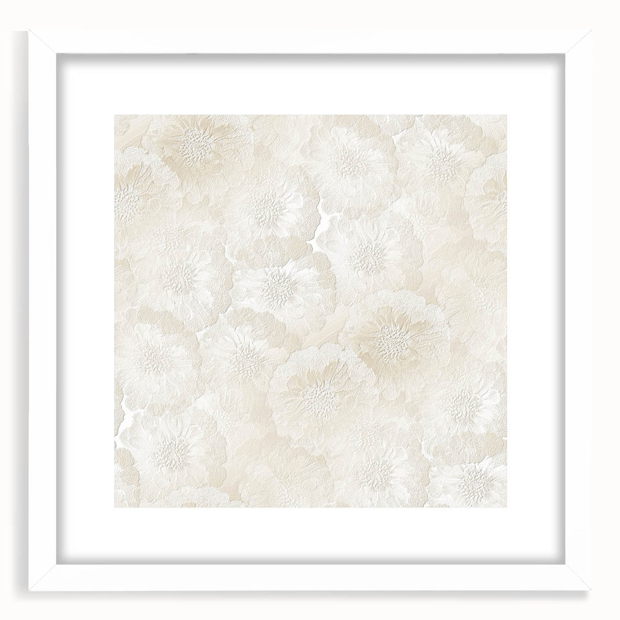 Contemporary Framed Abstract Art – Soft Beige Floral Texture Design