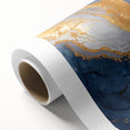 Contemporary Fluid Art Piece – Navy Blue & Gold Canvas Print