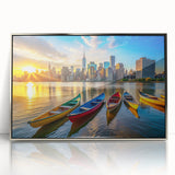 Golden City Sunset with Boats – Fine Art Photography Print