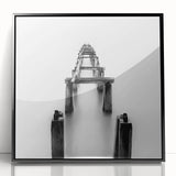 Black and White Minimalist Landscapes – Abandoned Pier in Mist Print