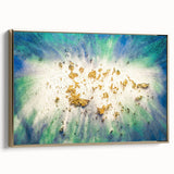 Large Abstract Canvas – Moody Modern Wall Art in Blue, Green & Gold