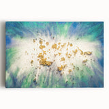 Large Abstract Canvas – Moody Modern Wall Art in Blue, Green & Gold