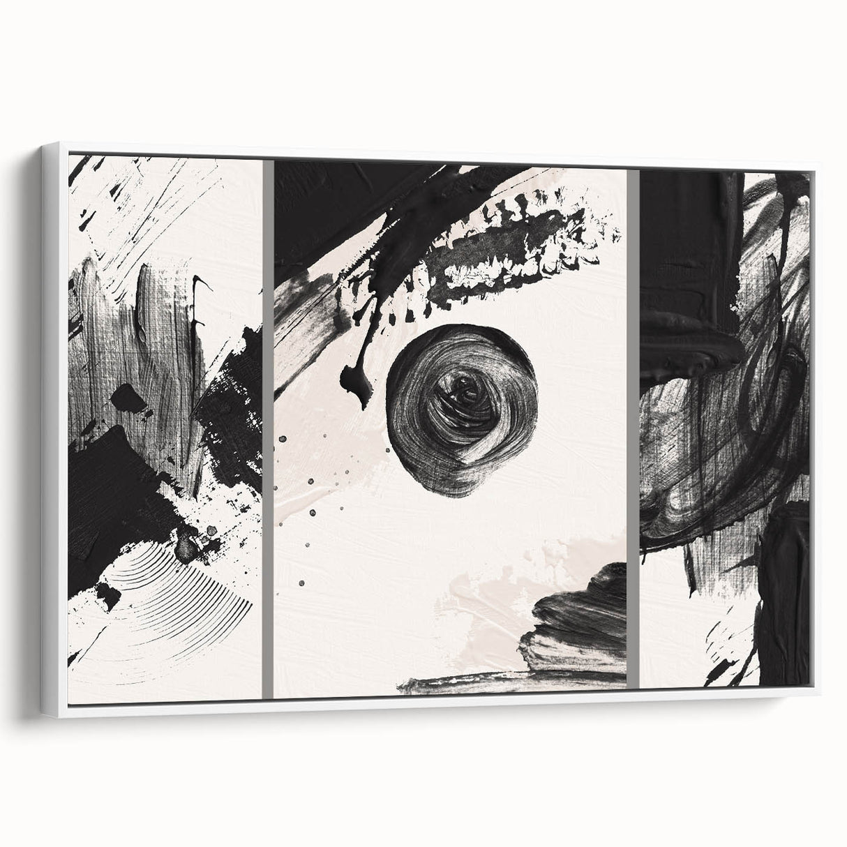 Large Black and White Abstract Wall Art - Modern Monochrome Canvas