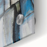 Geometric Abstract Art Prints in Blue and Tan – Modern Oil Painting