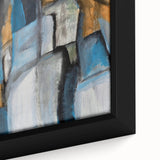 Geometric Abstract Art Prints in Blue and Tan – Modern Oil Painting