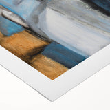 Geometric Abstract Art Prints in Blue and Tan – Modern Oil Painting
