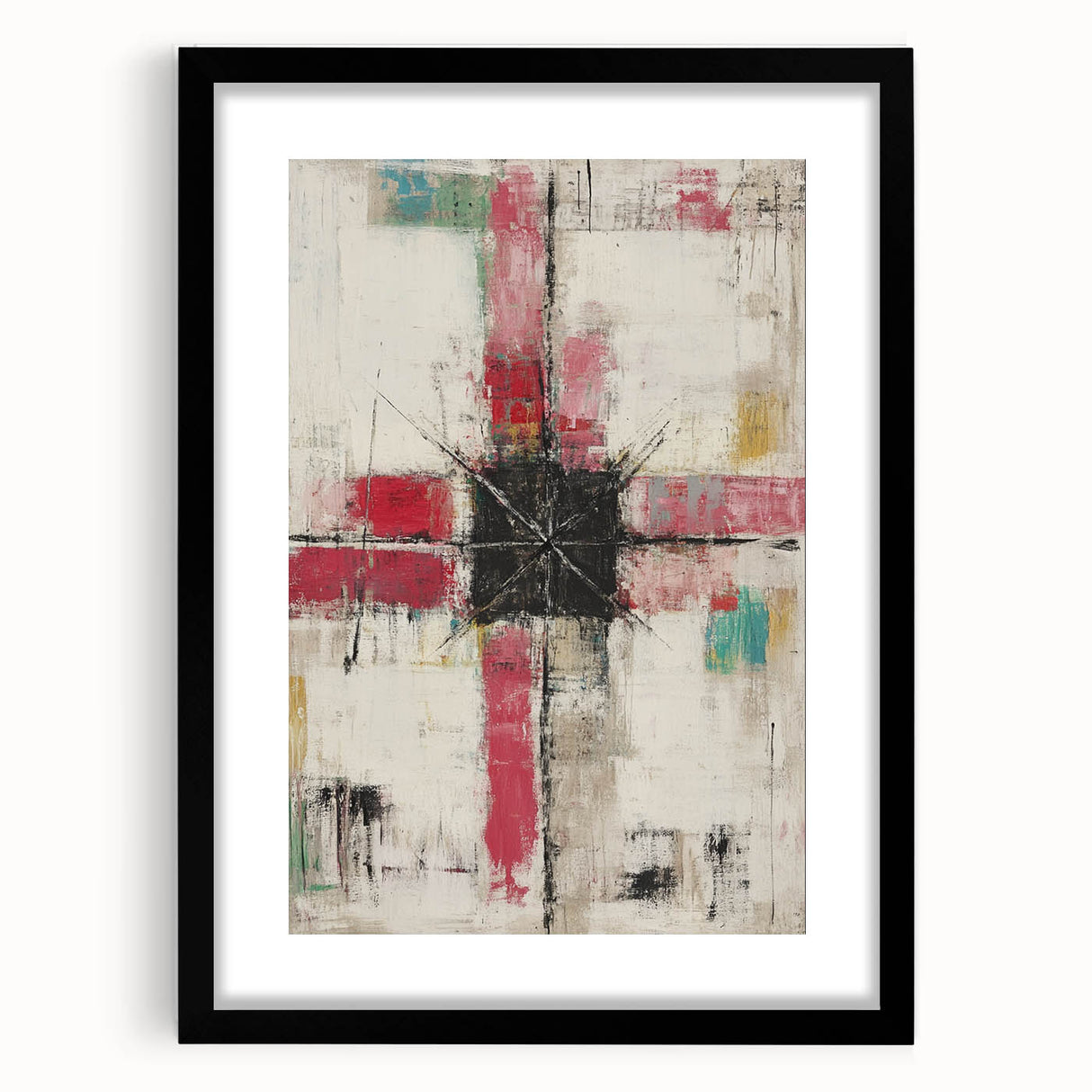 Geometric Abstract Expressionist Wall Art – Textured Modern Canvas