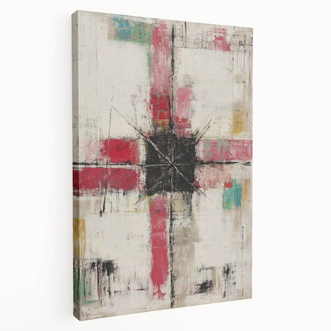 Geometric Abstract Expressionist Wall Art – Textured Modern Canvas