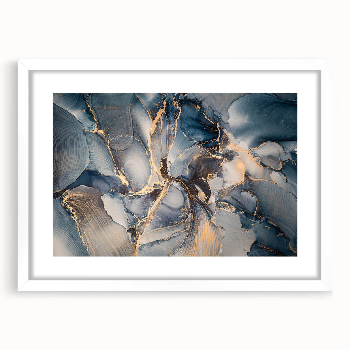 Luxury Abstract Wall Art – High-End Navy & Gold Canvas Print