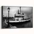 Vintage Tugboat in Fog – Black & White Fine Art Photography Print