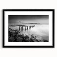 Minimalist Coastal Landscape Art – Weathered Pier in Black & White