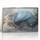 Modern Luxury Abstract Paintings – Navy & Gold Canvas Art