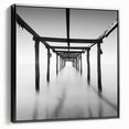 Minimalist Coastal Landscape Art – Pier Perspective in Monochrome