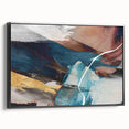 Geometric Abstract Painting - Navy Blue & Gold Wall Art