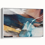Geometric Abstract Painting - Navy Blue & Gold Wall Art