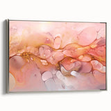 Abstract Fluid Canvas Art – Peach & Gold Modern Wall Decor