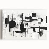 Minimalist Black and White Abstract Wall Art - Geometric Canvas