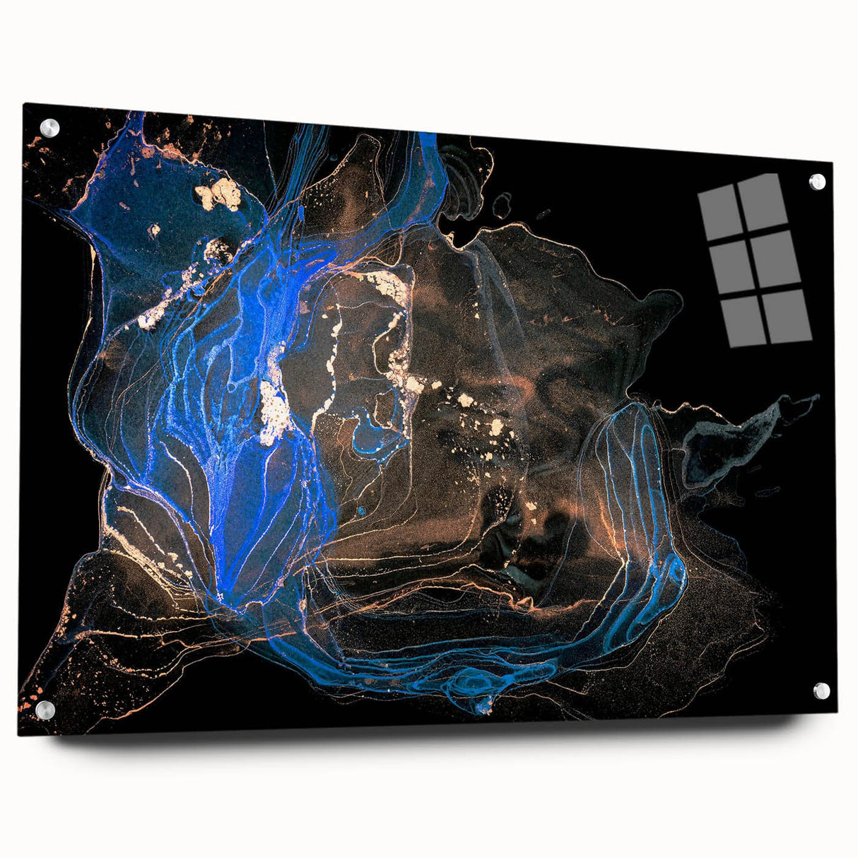 Modern Abstract Painting – Bold Royal Blue & Gold Canvas Art