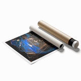 Modern Abstract Painting – Bold Royal Blue & Gold Canvas Art