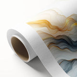 Abstract Fluid Canvas Art – Gray Blue & Gold Elegant Wall Decor