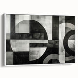 Black and White Geometric Wall Art - Modern Abstract Canvas
