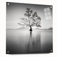 Minimalist Mountain Wall Art – Tree Reflections in Calm Waters