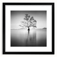 Minimalist Mountain Wall Art – Tree Reflections in Calm Waters