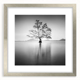 Minimalist Mountain Wall Art – Tree Reflections in Calm Waters