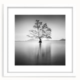 Minimalist Mountain Wall Art – Tree Reflections in Calm Waters