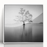 Minimalist Mountain Wall Art – Tree Reflections in Calm Waters