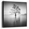 Minimalist Mountain Wall Art – Tree Reflections in Calm Waters