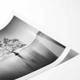Minimalist Mountain Wall Art – Tree Reflections in Calm Waters