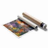 Abstract Canvas Wall Art – Vibrant Floral Modern Painting in Green & Orange