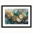 Contemporary Fluid Art Print – Teal & Gold Abstract Wall Decor