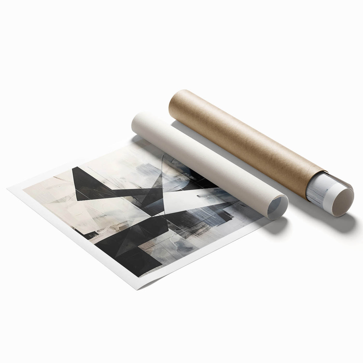 Modern Black and White Geometric Wall Art - Abstract Canvas
