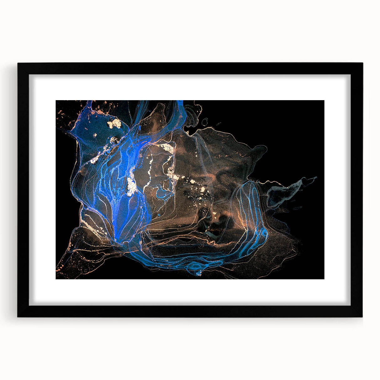High-End Abstract Wall Decor – Black & Royal Blue Luxury Art
