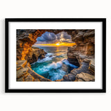 Golden Seaside Cliffs – Fine Art Photography Ocean Sunset Print