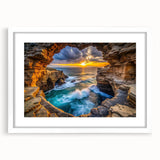 Golden Seaside Cliffs – Fine Art Photography Ocean Sunset Print
