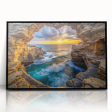 Golden Seaside Cliffs – Fine Art Photography Ocean Sunset Print