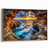 Golden Seaside Cliffs – Fine Art Photography Ocean Sunset Print
