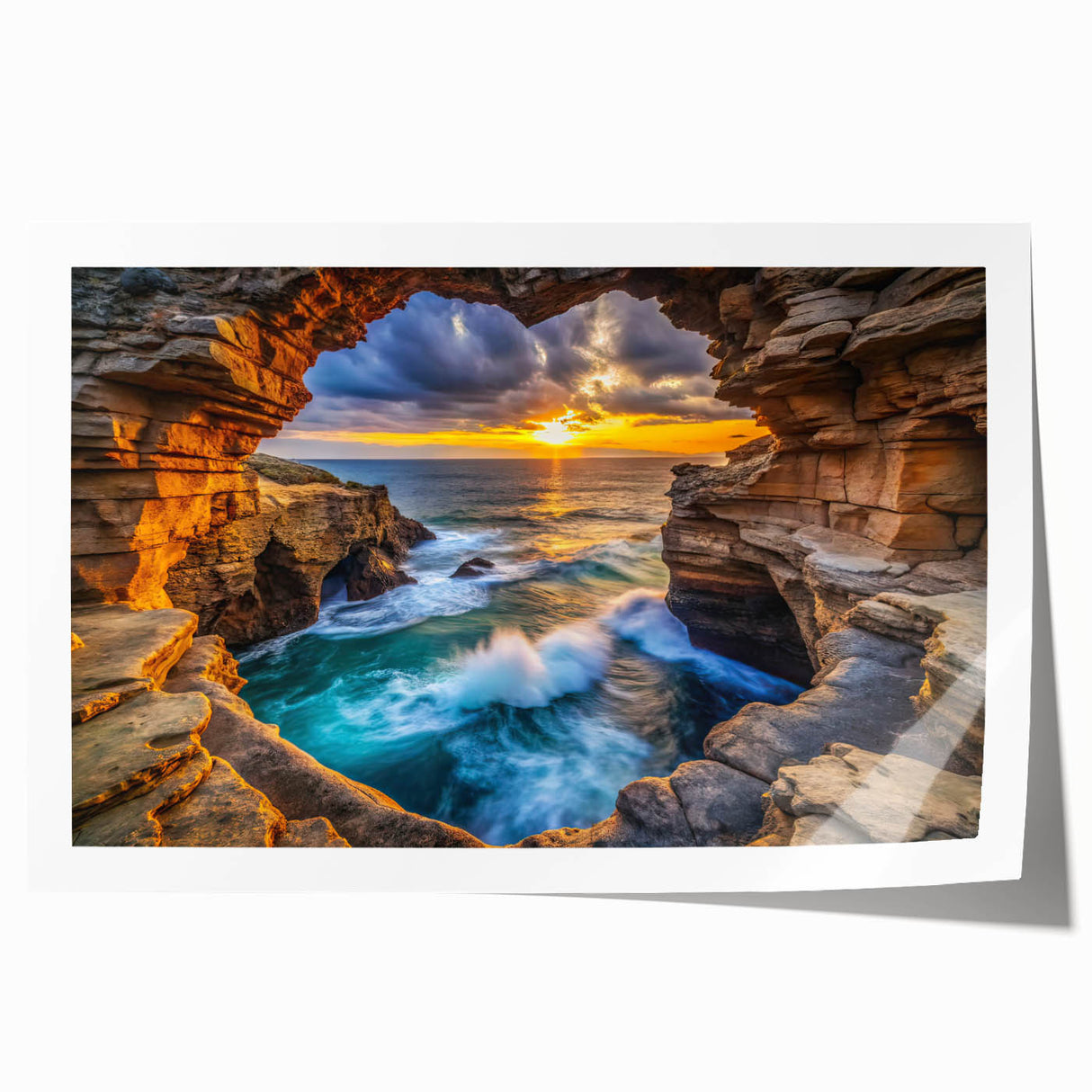 Golden Seaside Cliffs – Fine Art Photography Ocean Sunset Print