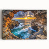 Golden Seaside Cliffs – Fine Art Photography Ocean Sunset Print