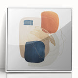 Modern geometric wall decor – navy and burnt orange abstract print