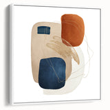 Modern geometric wall decor – navy and burnt orange abstract print