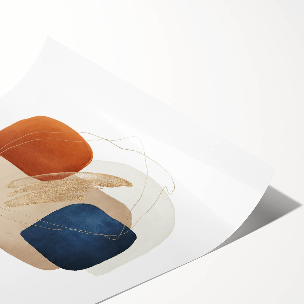 Modern geometric wall decor – navy and burnt orange abstract print