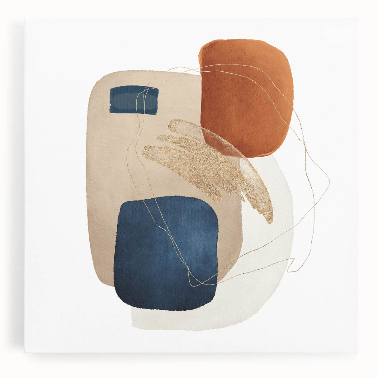 Modern geometric wall decor – navy and burnt orange abstract print