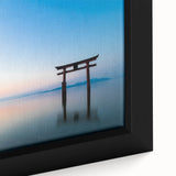 Abstract Minimalist Landscape Paintings – Torii Gate at Sunrise