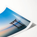 Abstract Minimalist Landscape Paintings – Torii Gate at Sunrise